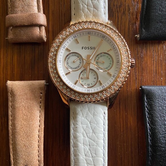 Fossil Women's Watch ES3104 with 3 leather bands - Picture 4 of 4